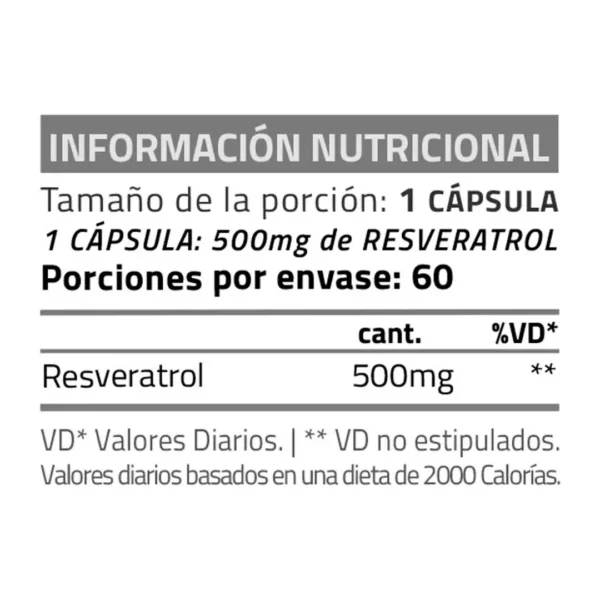 Star Nutrition Resveratrol 500 Suplemento 60 Capsulas - Imagen 2